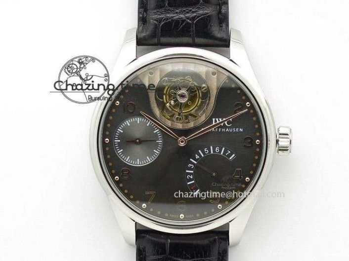 MIROTIME 0516 Portuguese Chrono SS ZF 1:1 Best Edition Gray Dial SS On Black Leather Strap A ZipUp 7215